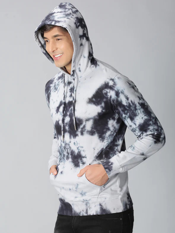 Tie-Dye Hoodie - Black & Grey Tie-Dye Hoodie - MarryN