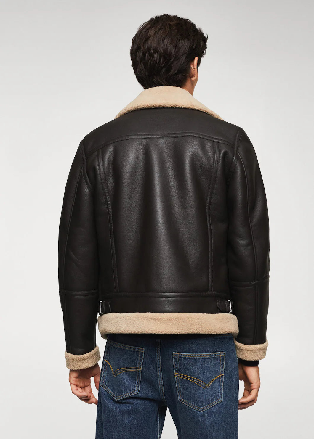 Leather shearling-lined jacket