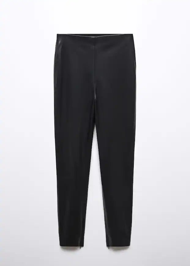 Leather-effect leggings with split hems