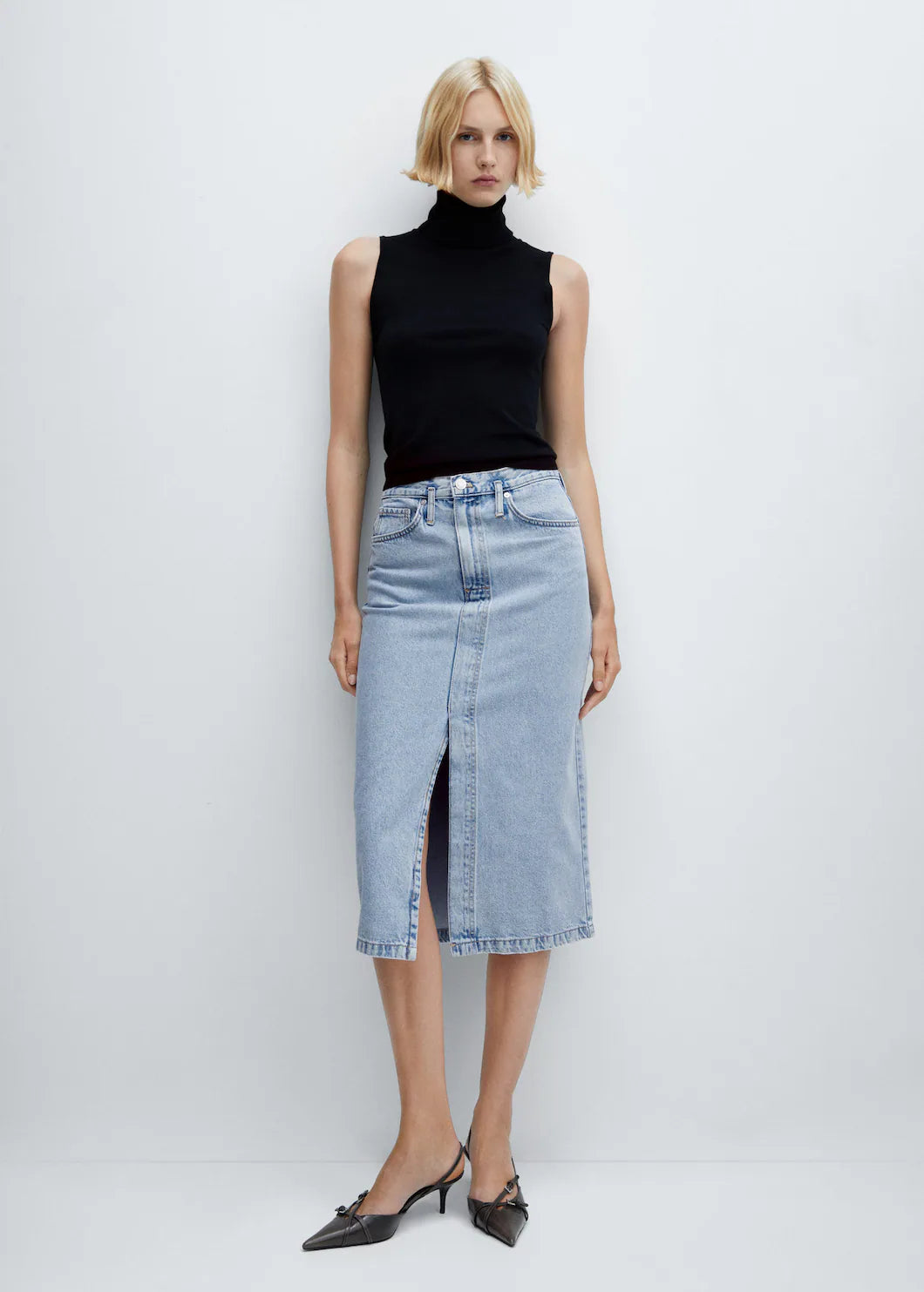 Midi Skirt Dress - Denim Midi-Skirt - MarryN