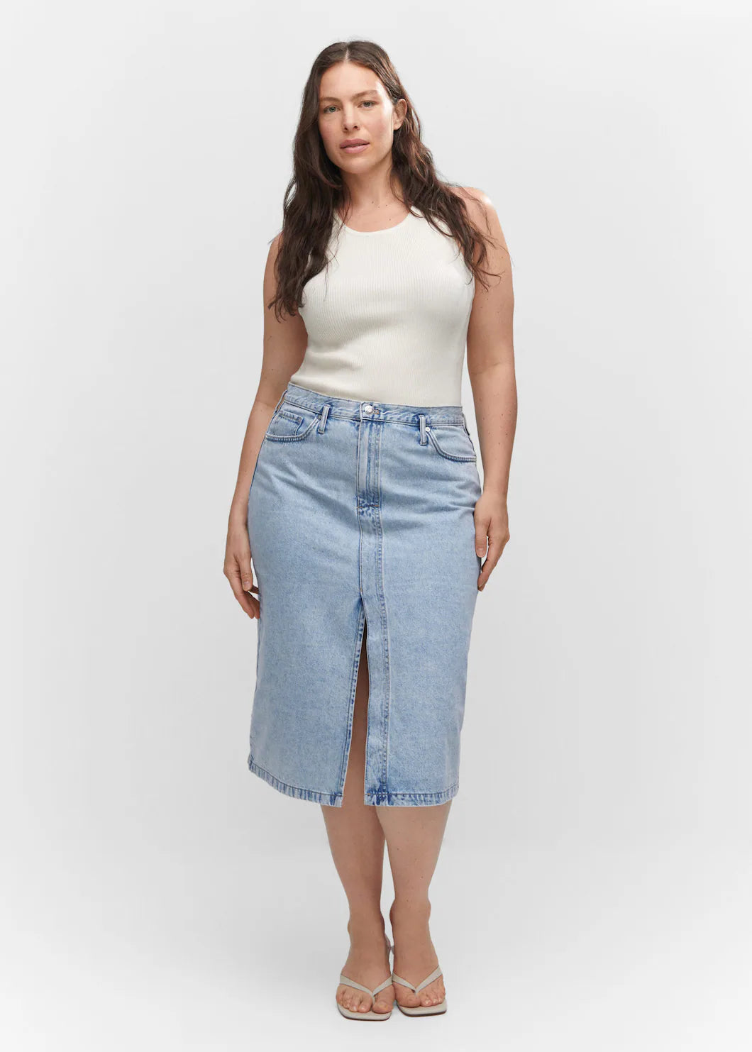 Midi Skirt Dress - Denim Midi-Skirt - MarryN