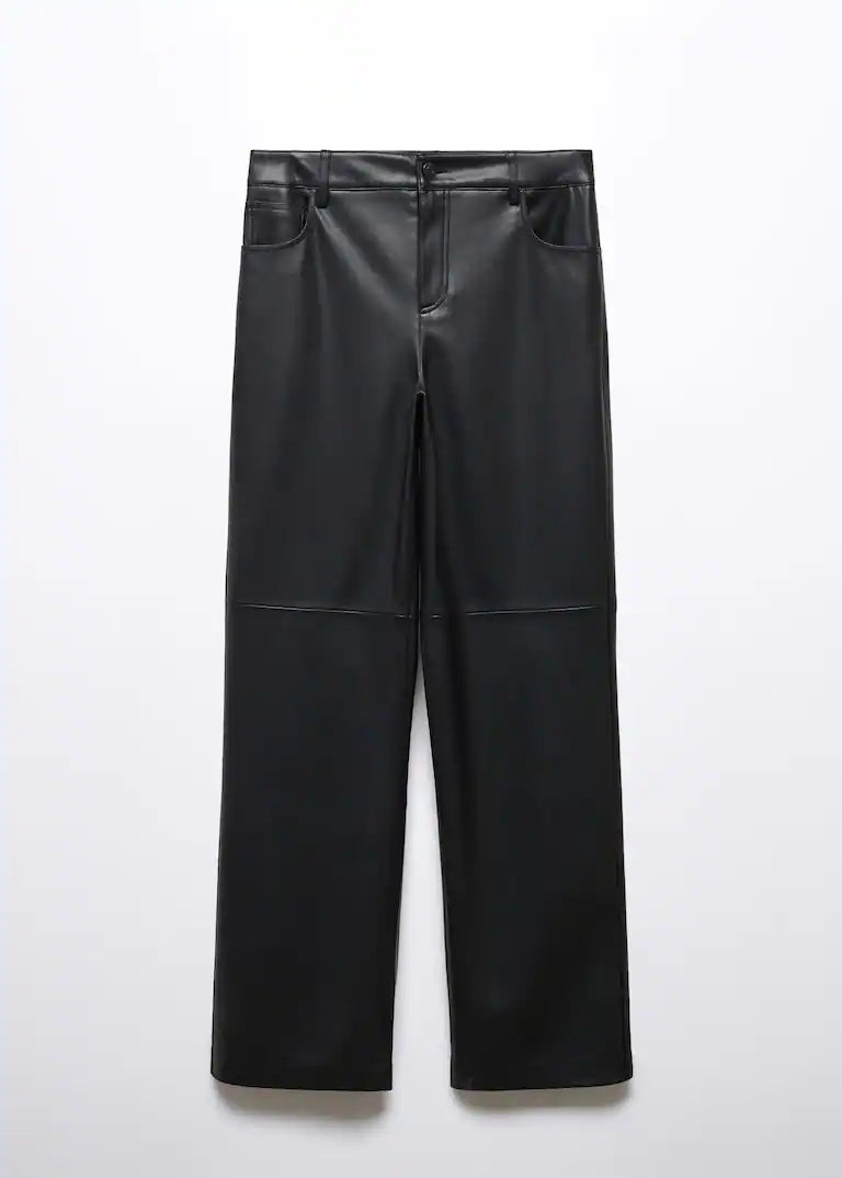 Leather effect high waist pant