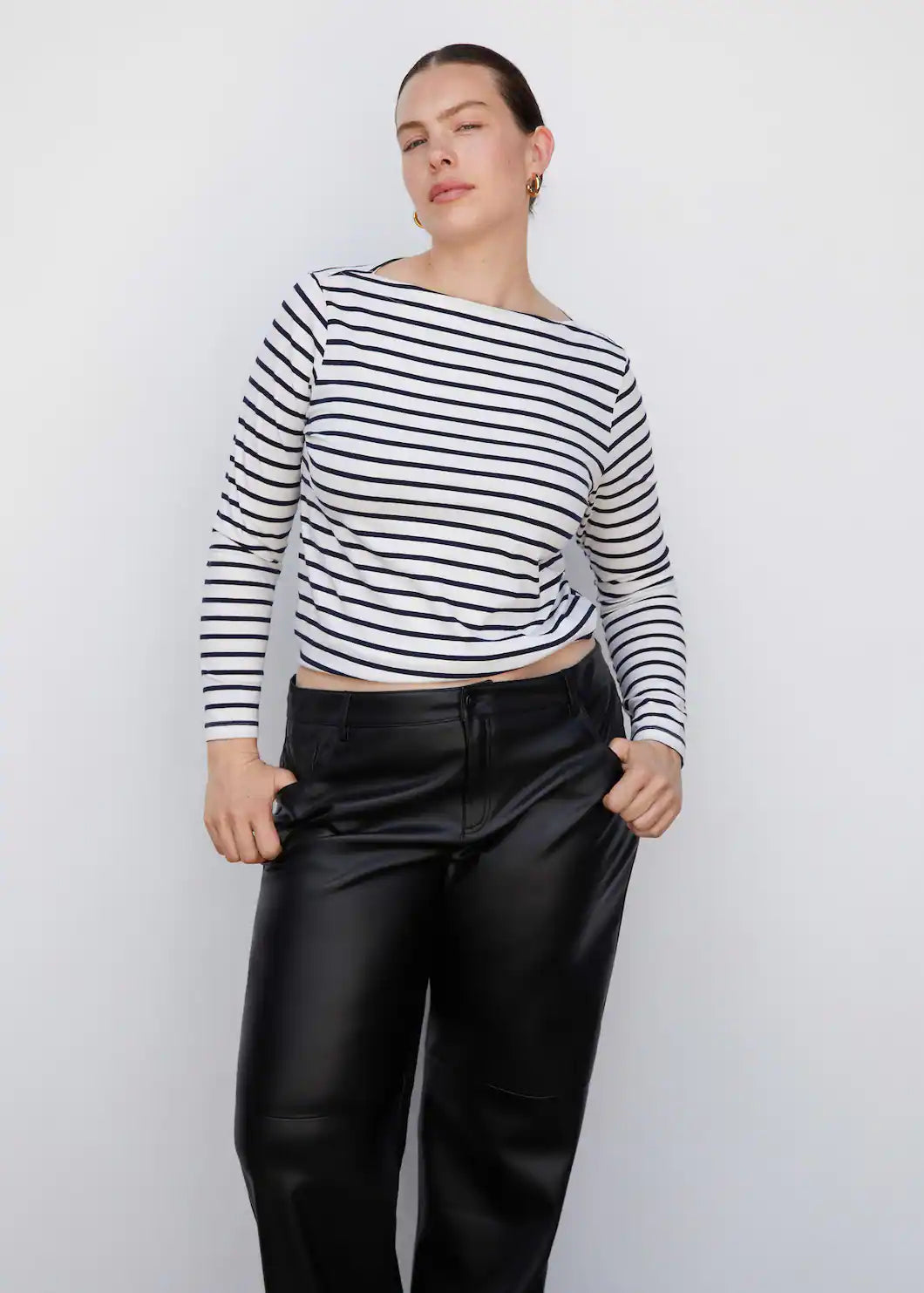 Leather effect high waist pant