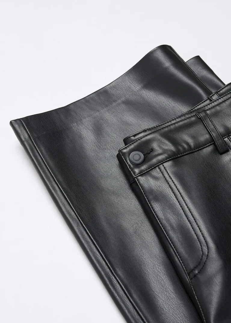 Leather effect high waist pant