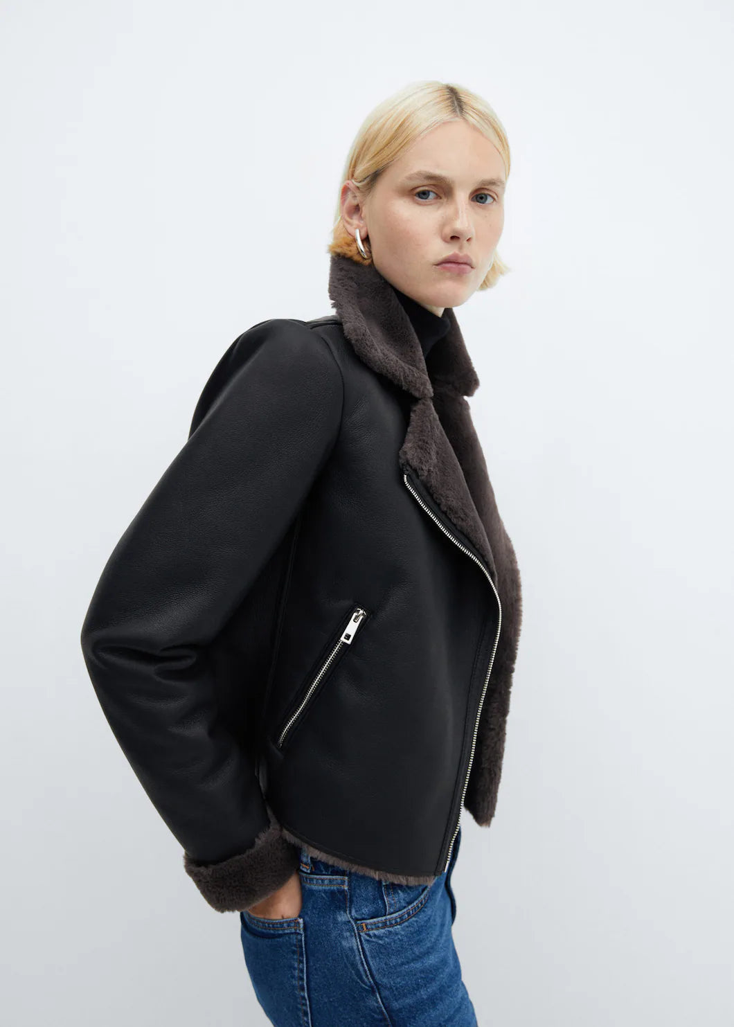 Faux Shearling-Lined Jacket - Faux Lined Jacket - MarryN