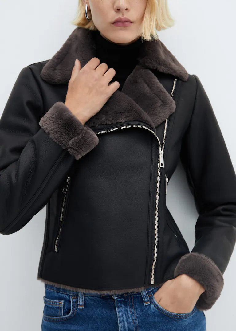 Faux Shearling-Lined Jacket - Faux Lined Jacket - MarryN