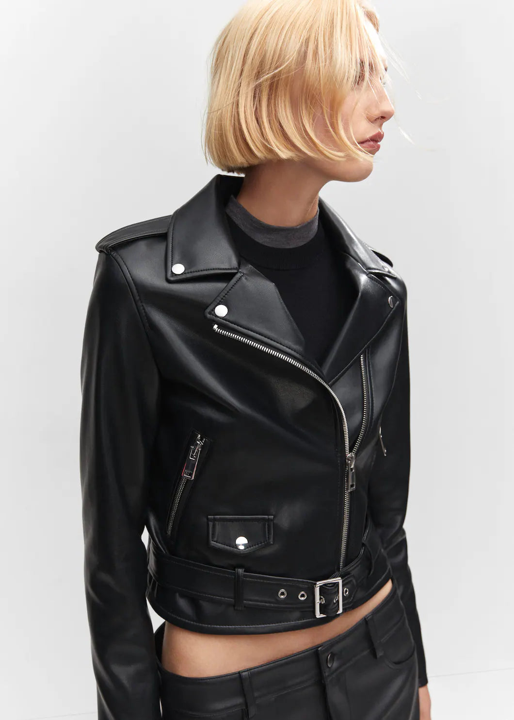 Leather Jacket for Women - Faux-Leather Biker Jacket - MarryN