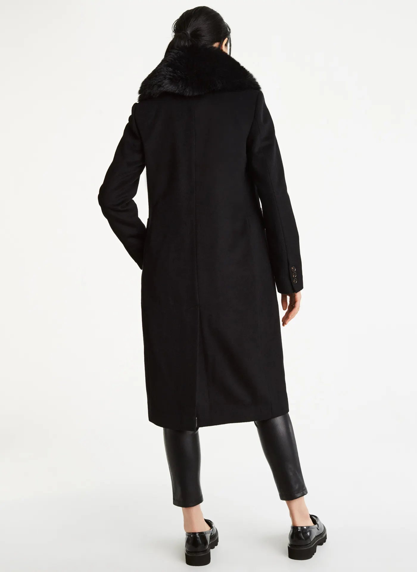 Faux Fur Wool Trench Coat - Wool Trench Coat - MarryN