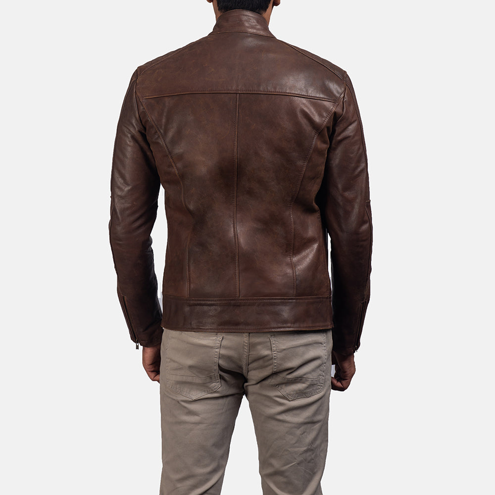 Brown Leather Jacket - Brown Leather Biker Jacket - MarryN