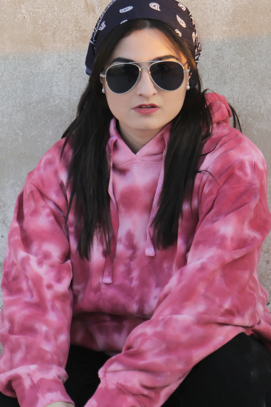 WHITE PINK TIE & DYE HOODIE