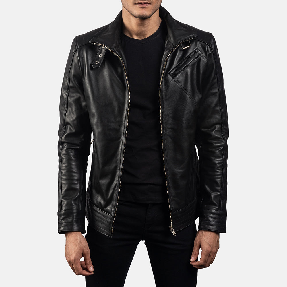 Black Leather Biker Jacket - Leather Biker Jacket - MarryN