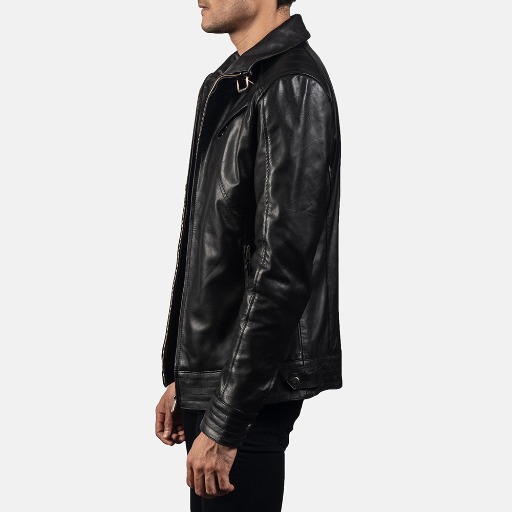 Black Leather Biker Jacket - Leather Biker Jacket - MarryN