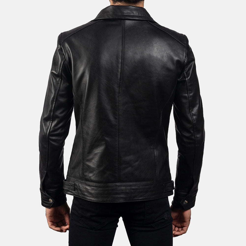 Black Leather Biker Jacket - Leather Biker Jacket - MarryN