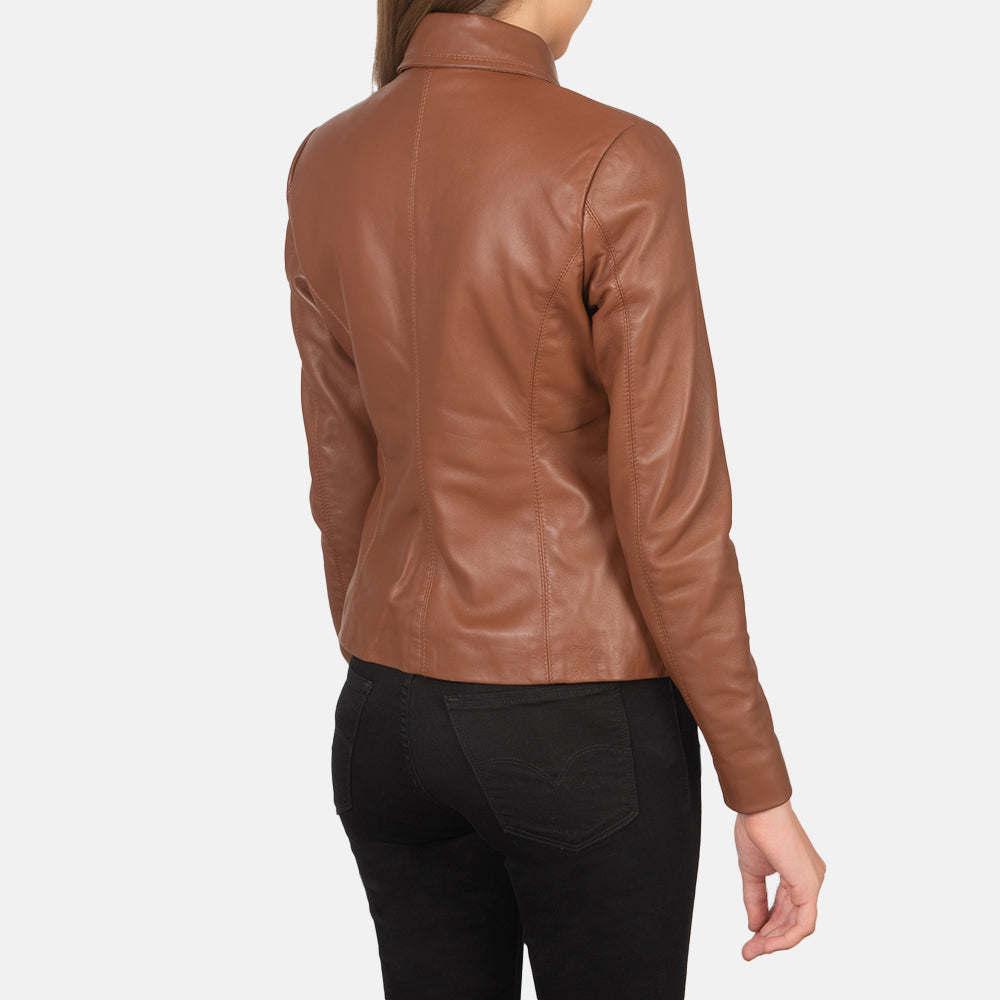 Colette Brown Leather Jacket - Women's Leather Jacket - MarryN