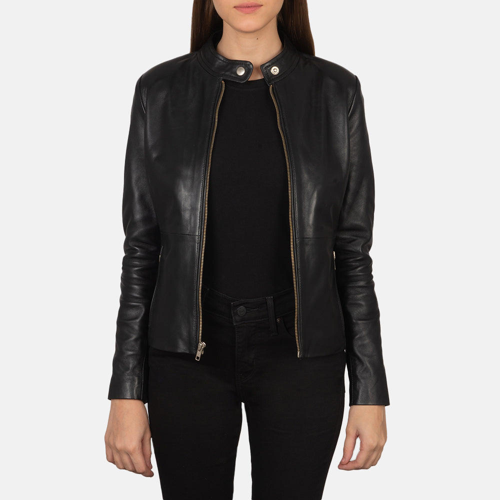 Black Leather Jacket - Black Leather Biker Jacket - MarryN