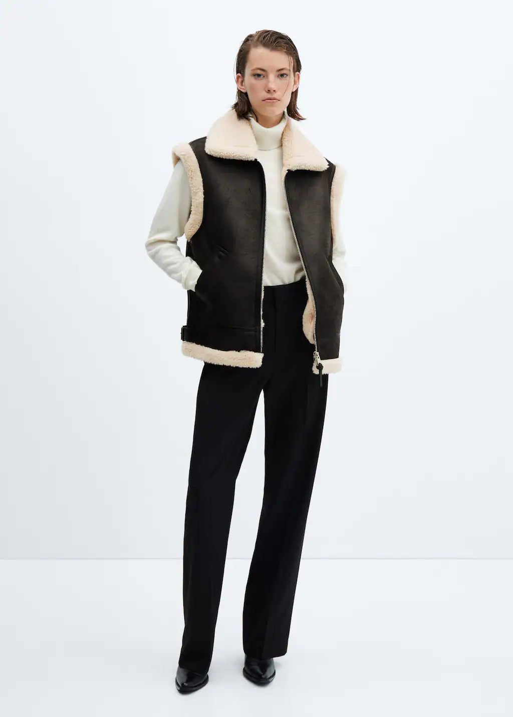 Double-Face Leather-Effect Gilet - MarryN